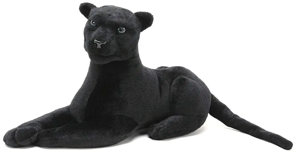 Black Panther | Udstoppede Dyr Sort Leopard Plys Kat | Realistiske Dyr Toy Side Ligger Gestus Hjem Dekoration Gave At Give, 4